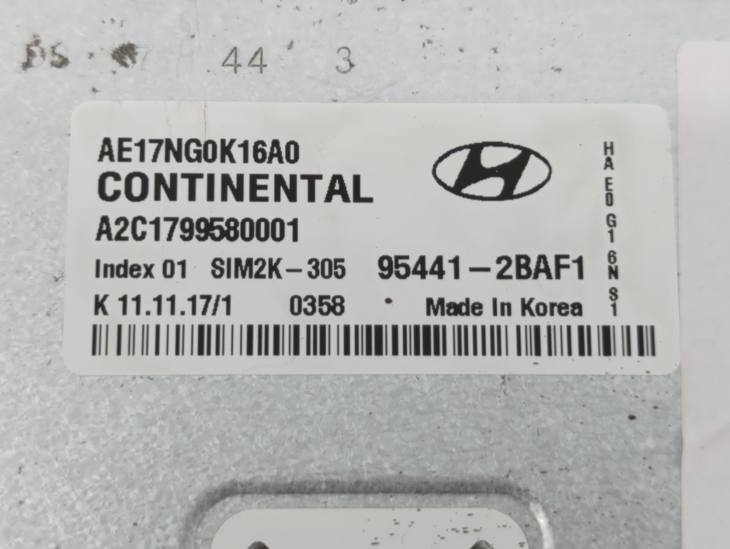 2017-2020 Hyundai Ioniq PCM Engine Control Computer ECU ECM PCU OEM P/N:95441-2BAF1 95441-2BAF0 Fits Fits 2017 2018 2019 202