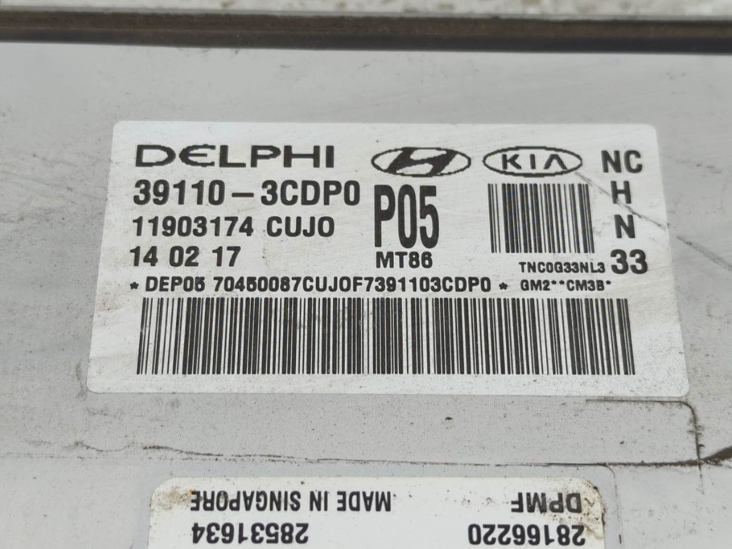 2017-2018 Hyundai Santa Fe PCM Engine Control Computer ECU ECM PCU OEM P/N:39110-3CDP0 Fits Fits 2017 2018 OEM Used Auto Par