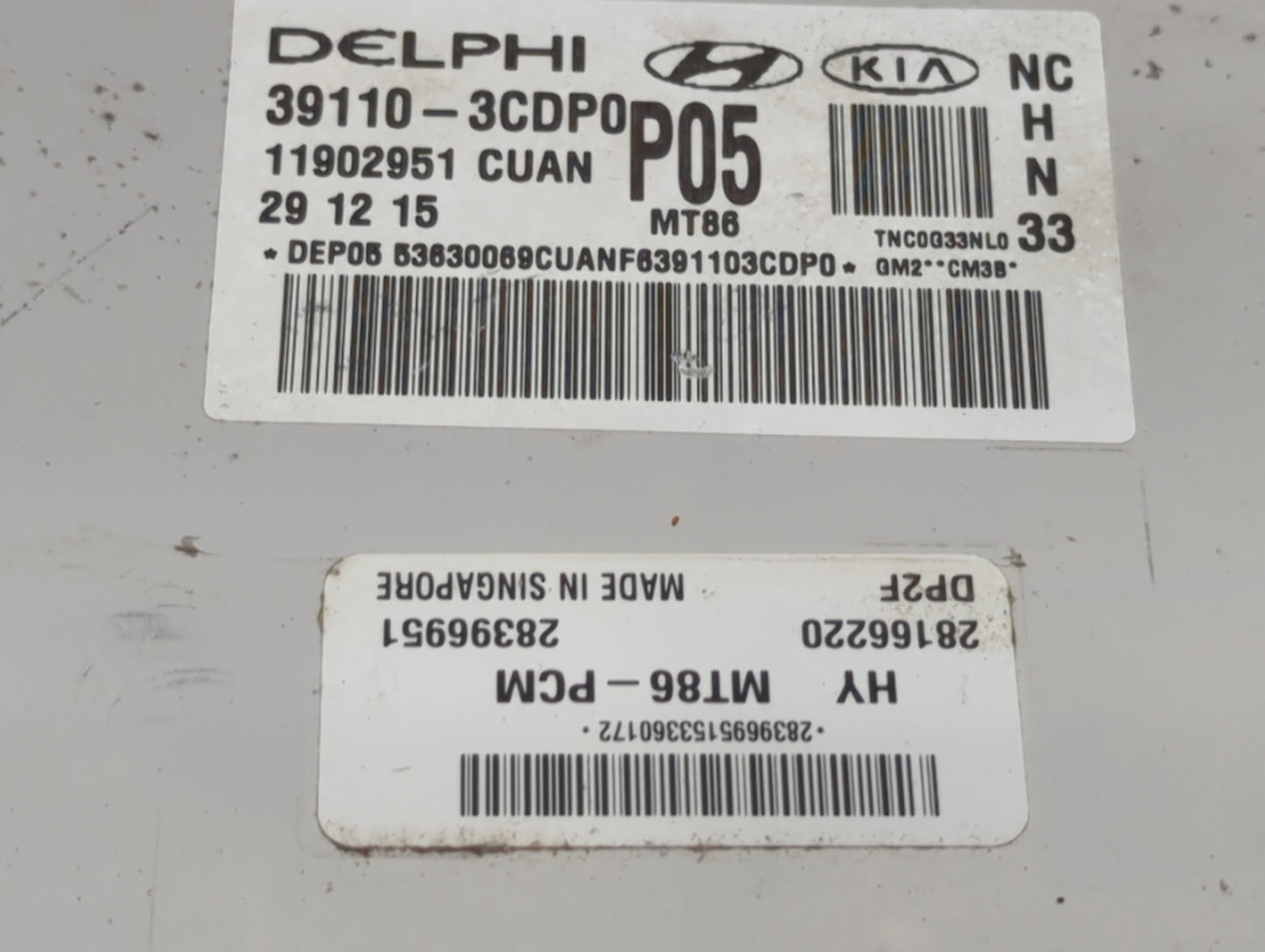 2017-2018 Hyundai Santa Fe PCM Engine Control Computer ECU ECM PCU OEM P/N:39110-3CDP0 11902951 Fits Fits 2017 2018 OEM Used