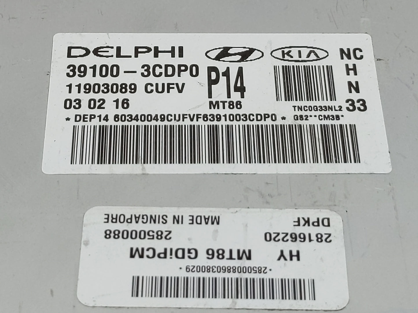 2017-2018 Hyundai Santa Fe PCM Engine Control Computer ECU ECM PCU OEM P/N:39100-3CDP0 11903089 Fits Fits 2017 2018 OEM Used