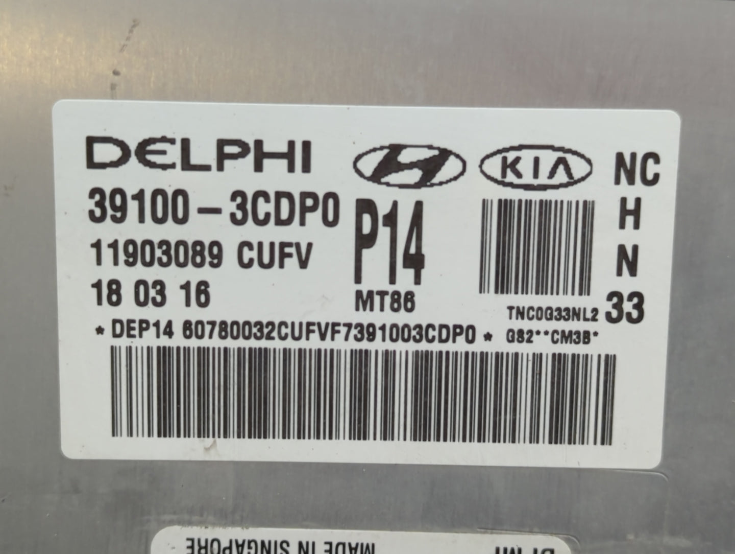 2017-2018 Hyundai Santa Fe PCM Engine Control Computer ECU ECM PCU OEM P/N:39100-3CDP0 Fits Fits 2017 2018 OEM Used Auto Par