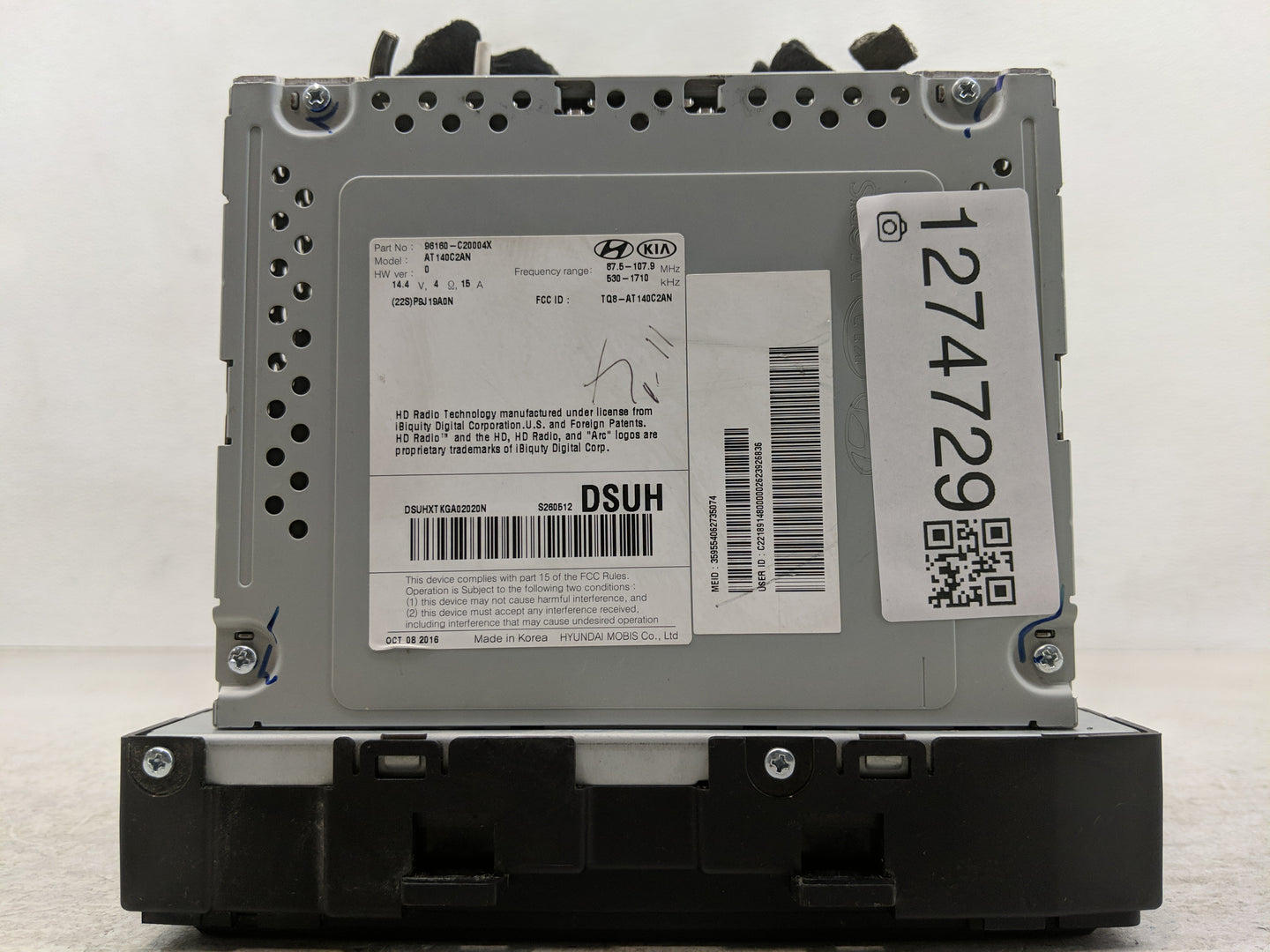 2016-2017 Hyundai Sonata Radio AM FM Cd Player Receiver Replacement P/N:96160-C20004X Fits Fits 2016 2017 OEM Used Auto Part
