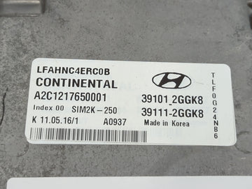 2015-2017 Hyundai Sonata PCM Engine Control Computer ECU ECM PCU OEM P/N:39111-2GGK8 39101-2GGK8 Fits Fits 2015 2016 2017 OEM Used Auto Parts