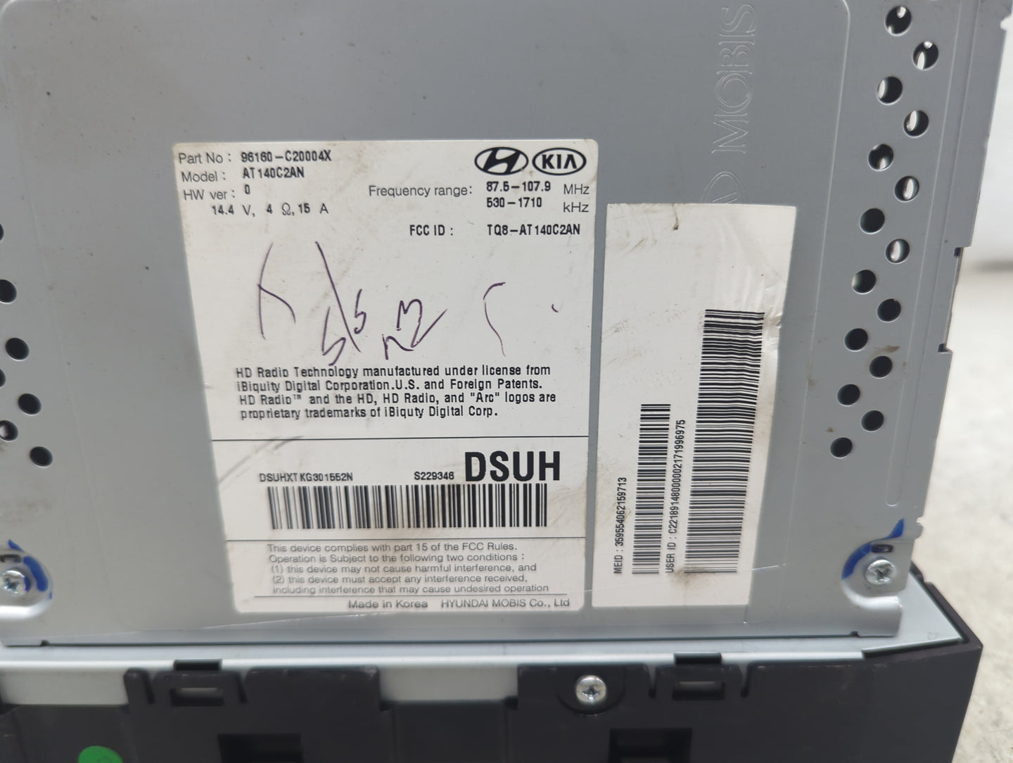 2016-2017 Hyundai Sonata Radio AM FM Cd Player Receiver Replacement P/N:96160-C20004X AT140C2AN, TQ8-AT140C2AN Fits Fits 201