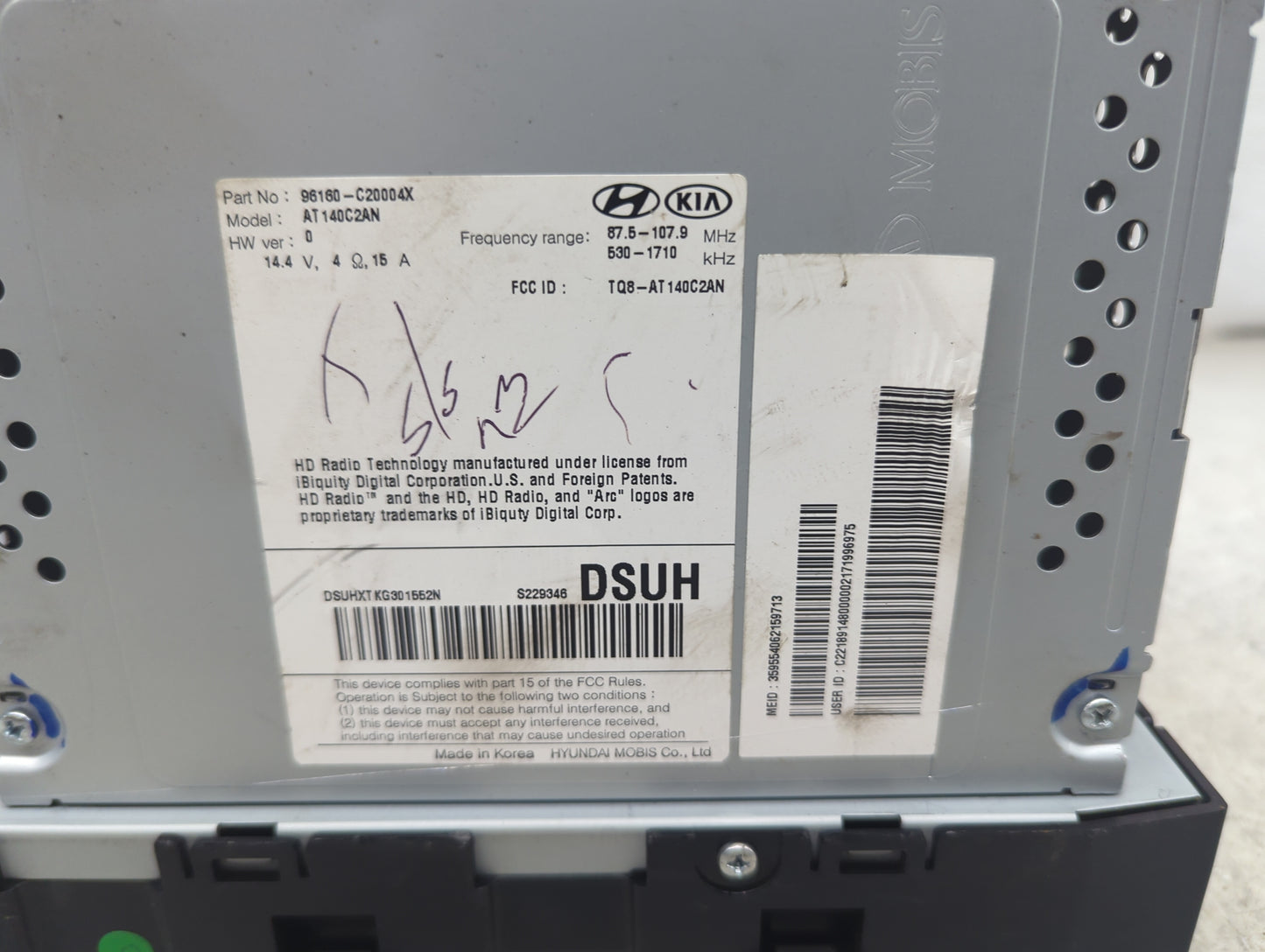2016-2017 Hyundai Sonata Radio AM FM Cd Player Receiver Replacement P/N:96160-C20004X AT140C2AN, TQ8-AT140C2AN Fits Fits 201