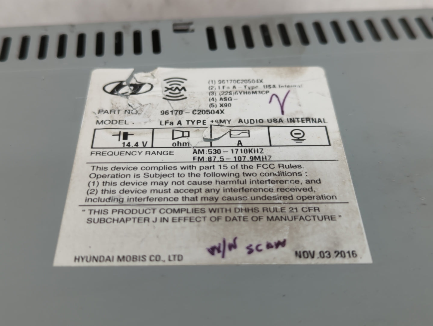 2016-2017 Hyundai Sonata Am Fm Cd Player Radio Receiver - Oemusedautoparts1.com