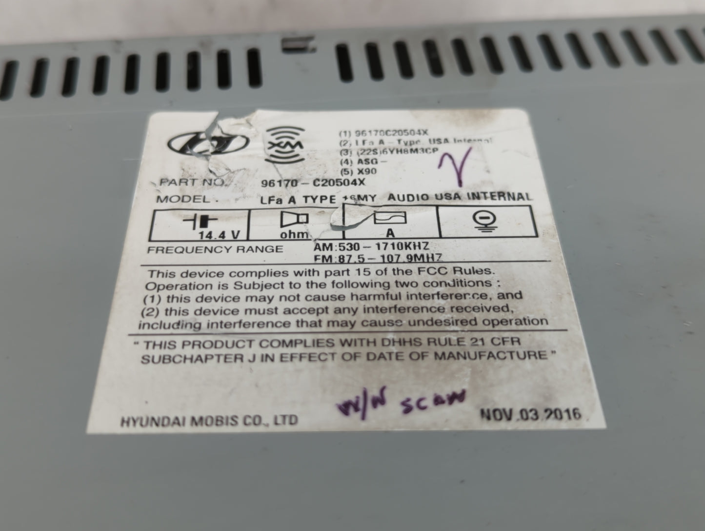 2016-2017 Hyundai Sonata Am Fm Cd Player Radio Receiver - Oemusedautoparts1.com
