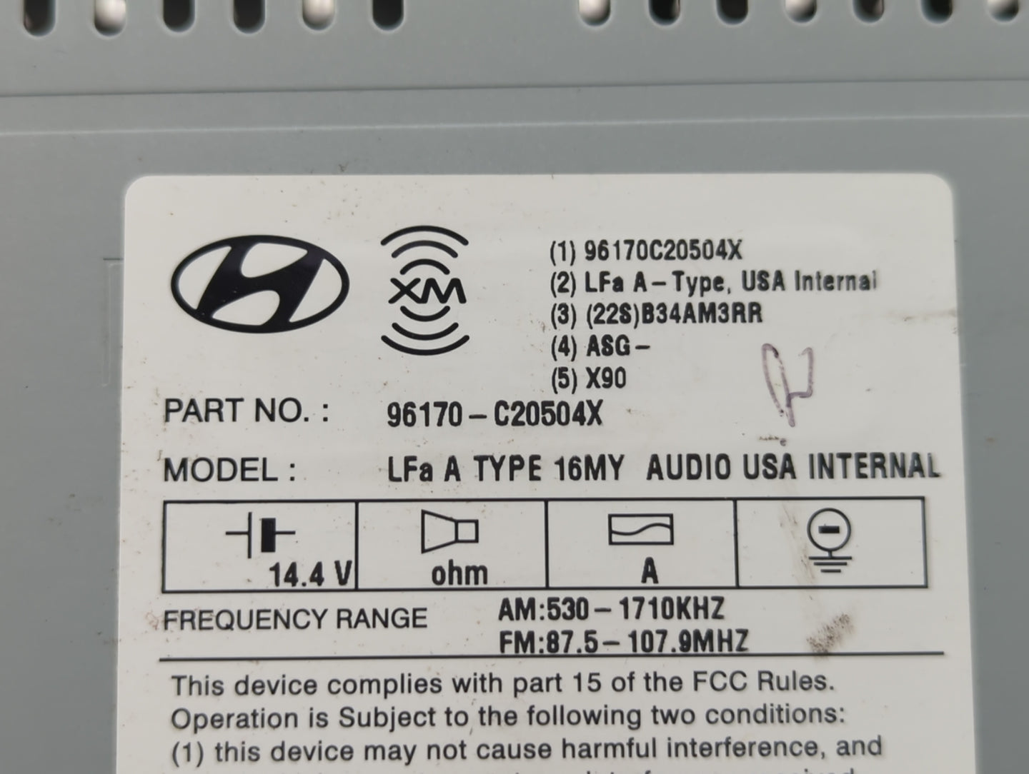 2016-2017 Hyundai Sonata Am Fm Cd Player Radio Receiver - Oemusedautoparts1.com
