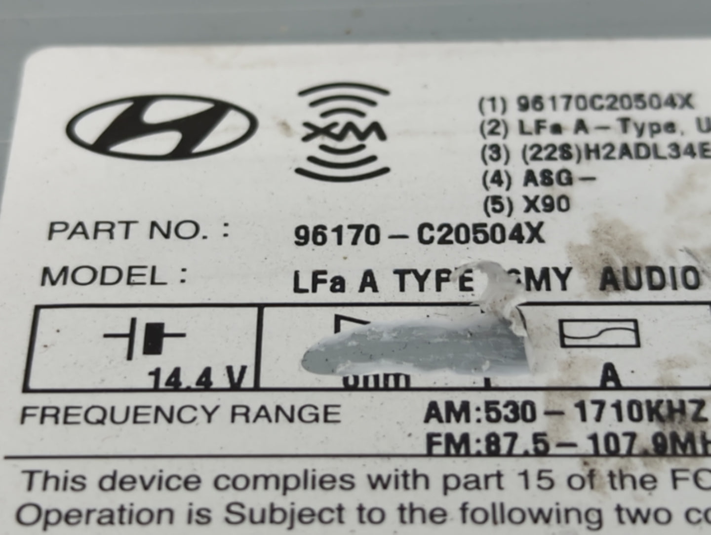 2016-2017 Hyundai Sonata Radio AM FM Cd Player Receiver Replacement P/N:96170-C20504X Fits Fits 2016 2017 OEM Used Auto Part