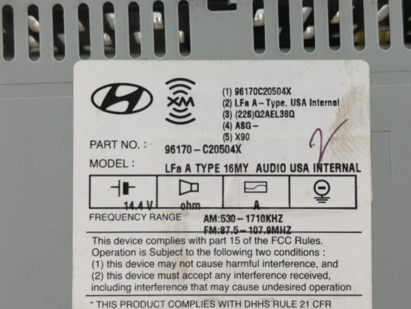 2016-2017 Hyundai Sonata Am Fm Cd Player Radio Receiver - Oemusedautoparts1.com