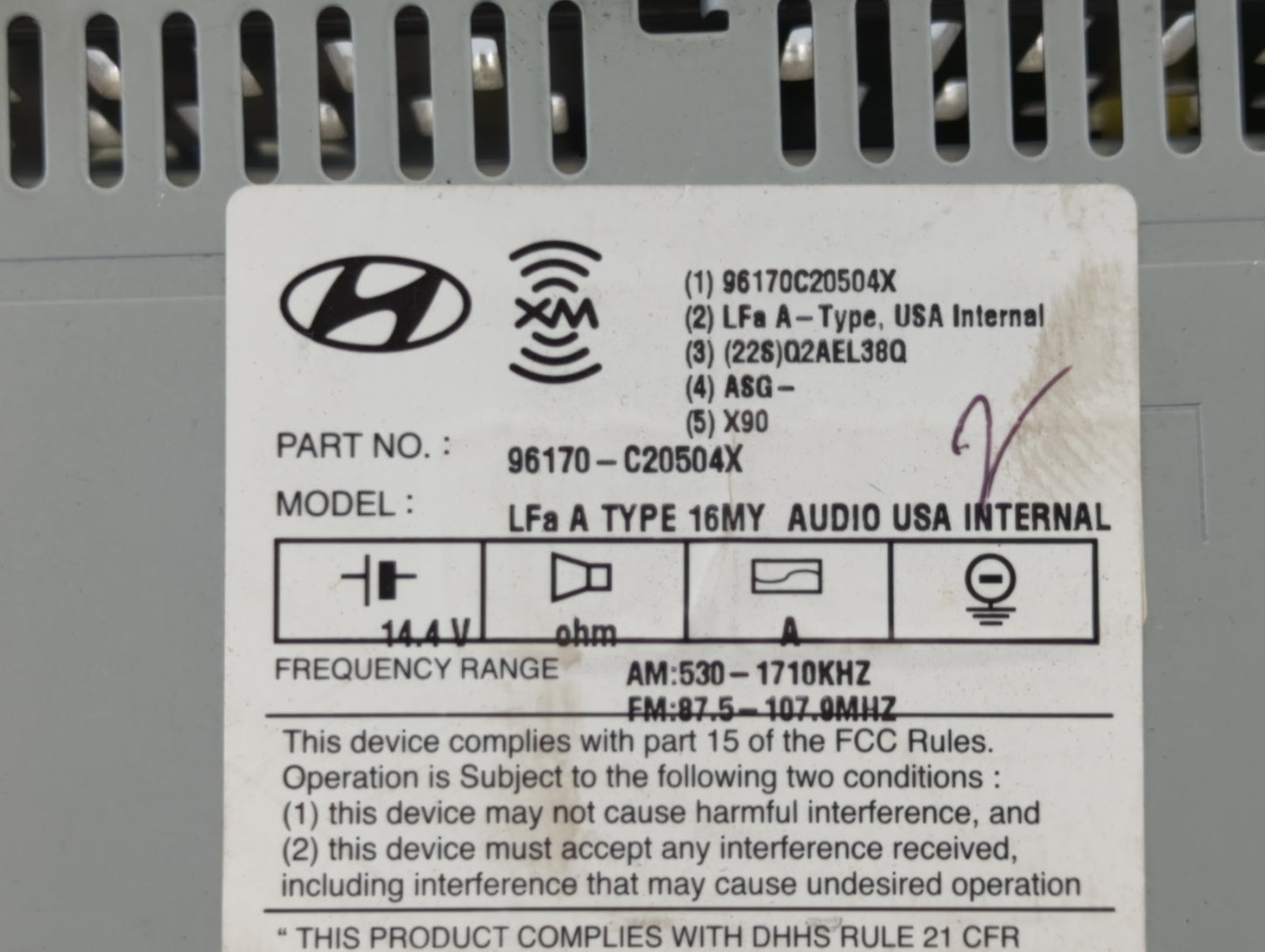 2016-2017 Hyundai Sonata Am Fm Cd Player Radio Receiver - Oemusedautoparts1.com