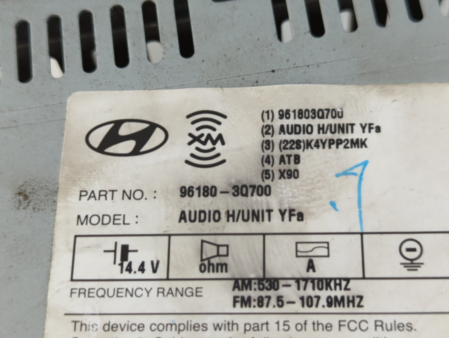2015-2017 Hyundai Sonata Radio AM FM Cd Player Receiver Replacement P/N:96180-3Q700 Fits Fits 2015 2016 2017 OEM Used Auto P