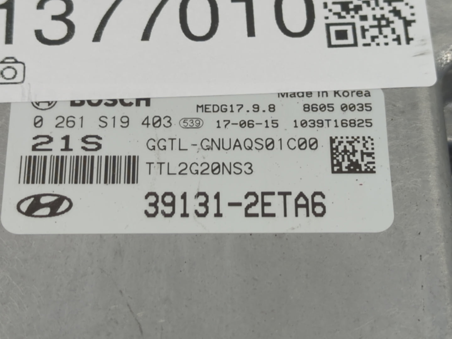 2016-2018 Hyundai Tucson PCM Engine Control Computer ECU ECM PCU OEM P/N:0 261 S19 403 39131-2ETA6 Fits Fits 2016 2017 2018 