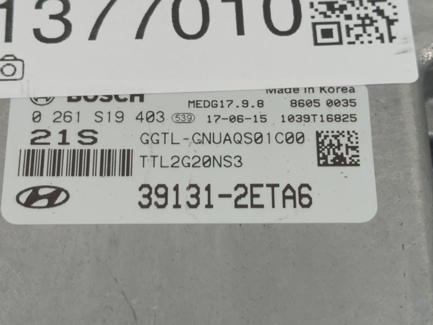2016-2018 Hyundai Tucson PCM Engine Control Computer ECU ECM PCU OEM P/N:0 261 S19 403 39131-2ETA6 Fits Fits 2016 2017 2018 
