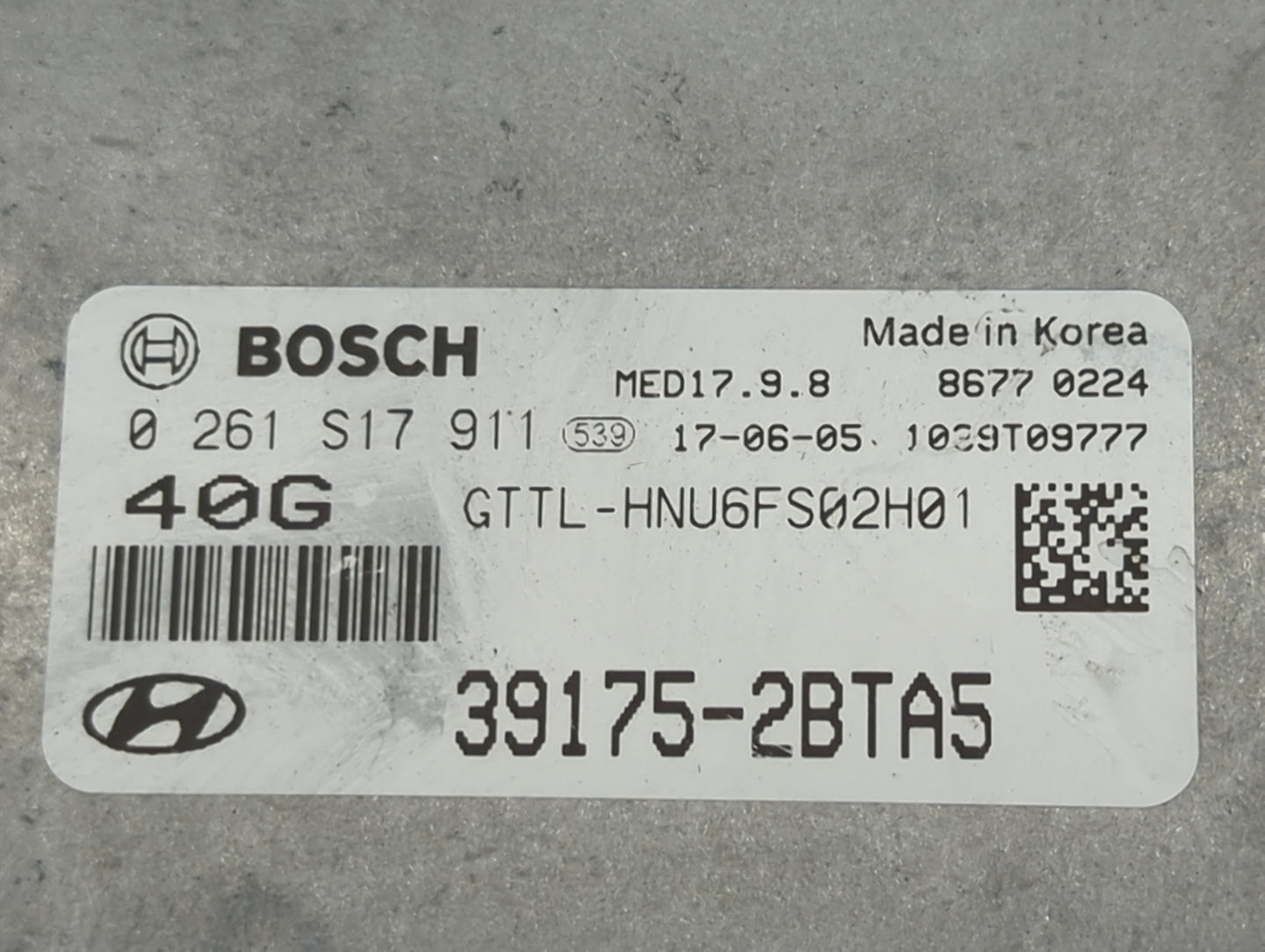 2016-2018 Hyundai Tucson PCM Engine Control Computer ECU ECM PCU OEM P/N:39175-2BTA5 0261S17911 Fits Fits 2016 2017 2018 OEM