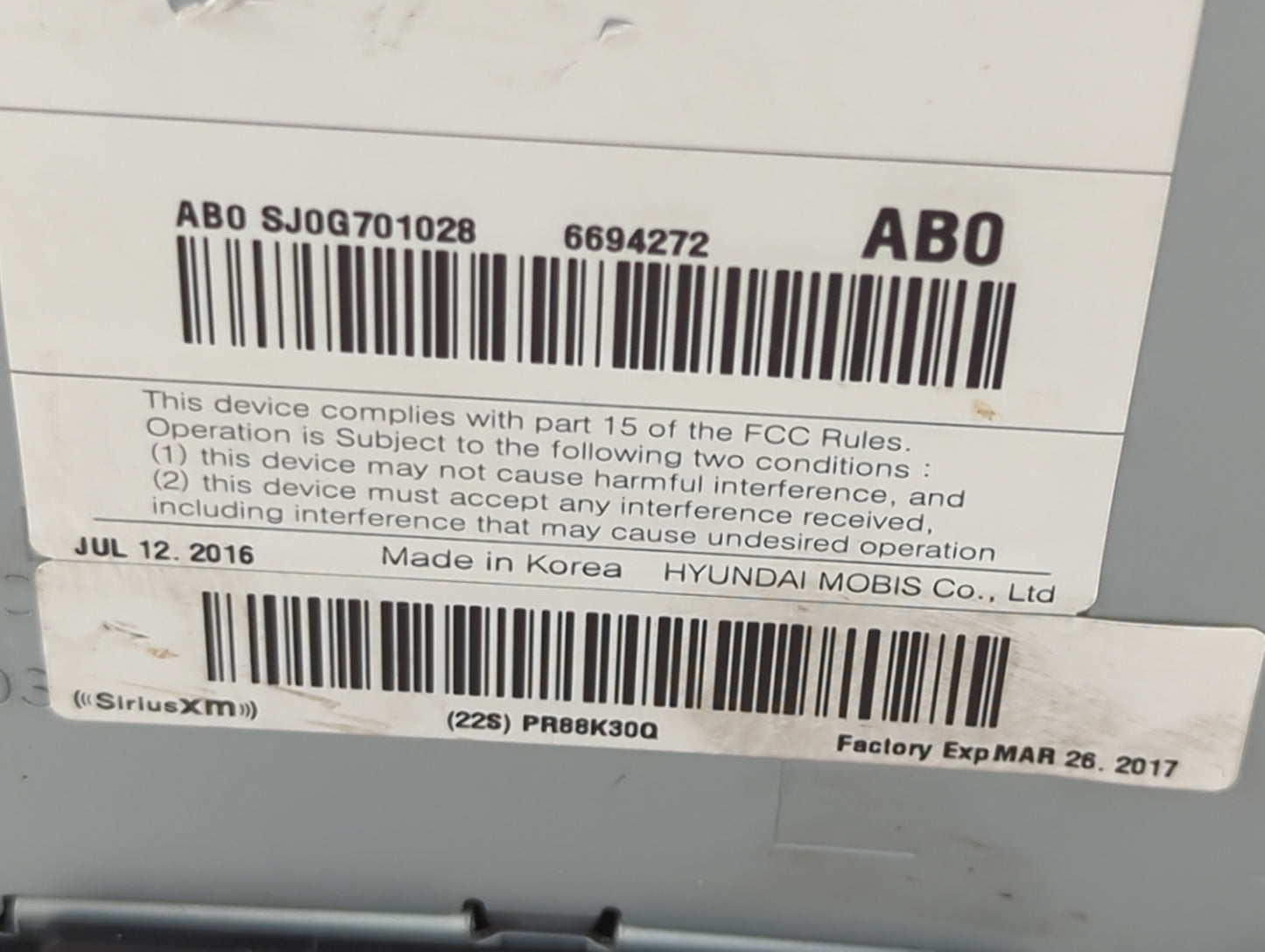 2017-2018 Hyundai Tucson Radio AM FM Cd Player Receiver Replacement P/N:SJ0G701028 6694272, 96174D3000 Fits Fits 2017 2018 O