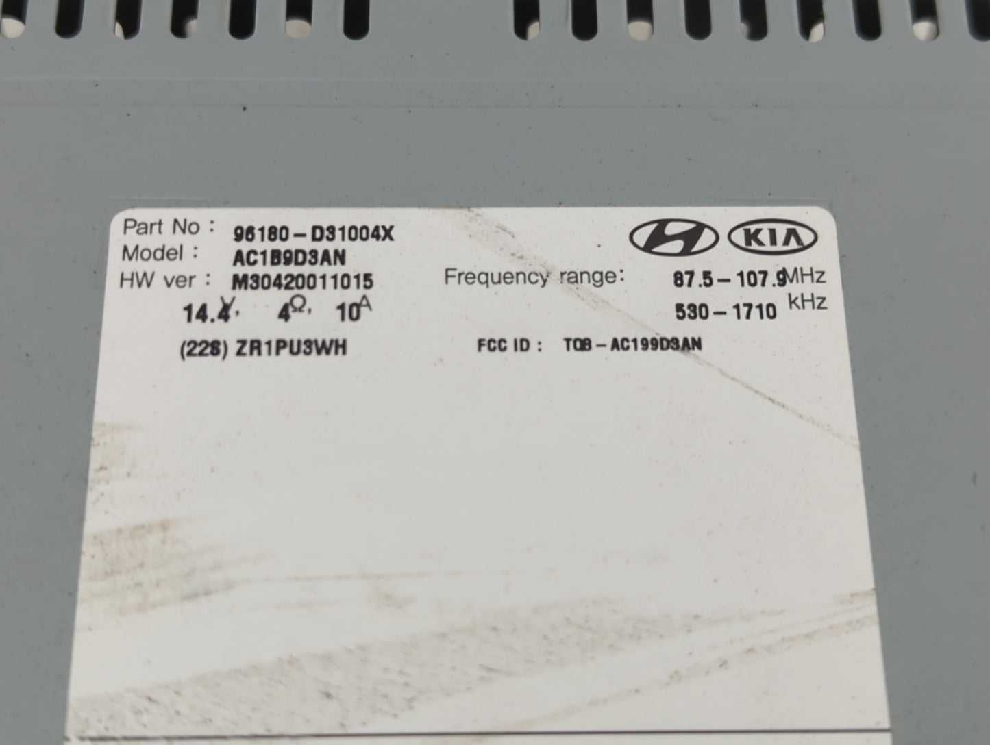 2016-2017 Hyundai Tucson Radio AM FM Cd Player Receiver Replacement P/N:96180-D31004X AC1B9D3AN, TQ8-AC199D3AN Fits Fits 201