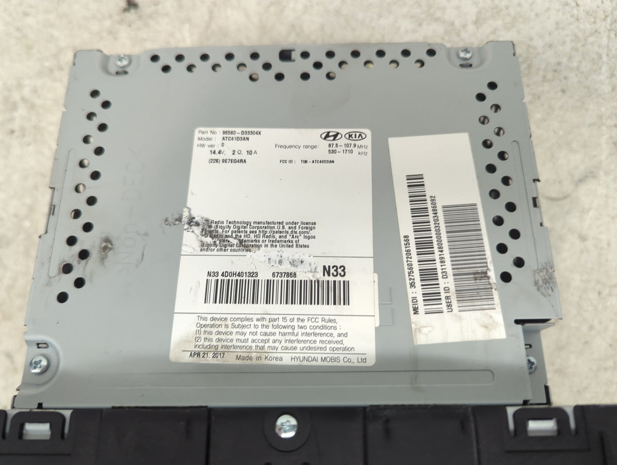 2016-2017 Hyundai Tucson Radio AM FM Cd Player Receiver Replacement P/N:96560-D33304X ATC41D3AN, 96220-D3500 Fits Fits 2016 