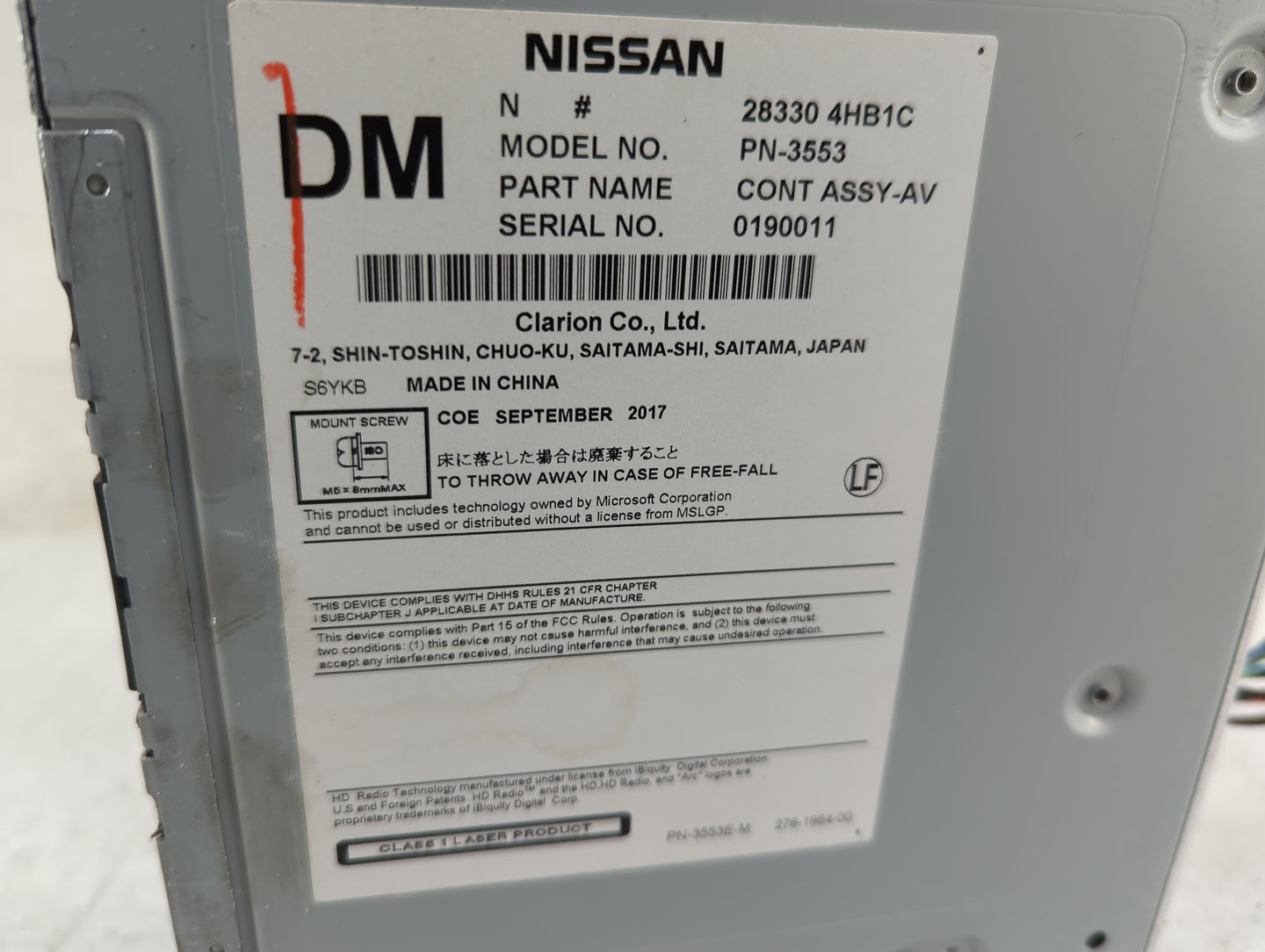 2016-2018 Infiniti Q50 Radio AM FM Cd Player Receiver Replacement P/N:283304HB1C PN-3553 Fits Fits 2016 2017 2018 2019 2020 