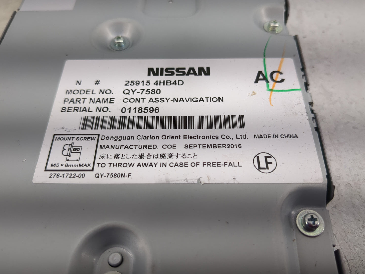 2016-2017 Infiniti Q50 Information-gps-tv Control Module 1494880 - Oemusedautoparts1.com