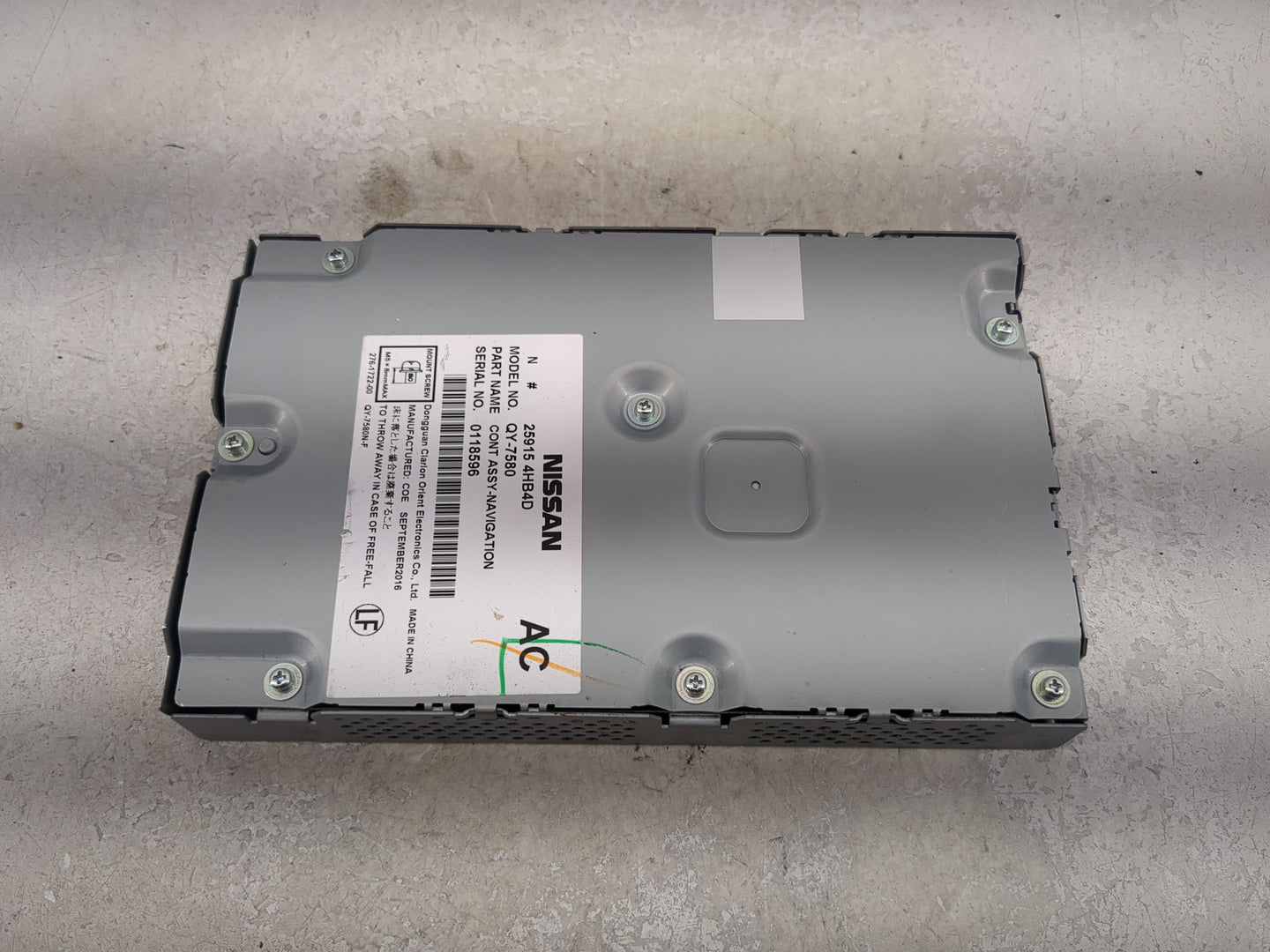 2016-2017 Infiniti Q50 Information-gps-tv Control Module 1494880 - Oemusedautoparts1.com