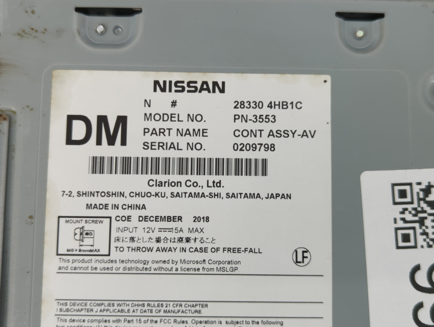 2016-2018 Infiniti Q50 Radio AM FM Cd Player Receiver Replacement P/N:28330 4HB1C 28330 4HB4A Fits Fits 2016 2017 2018 2019 