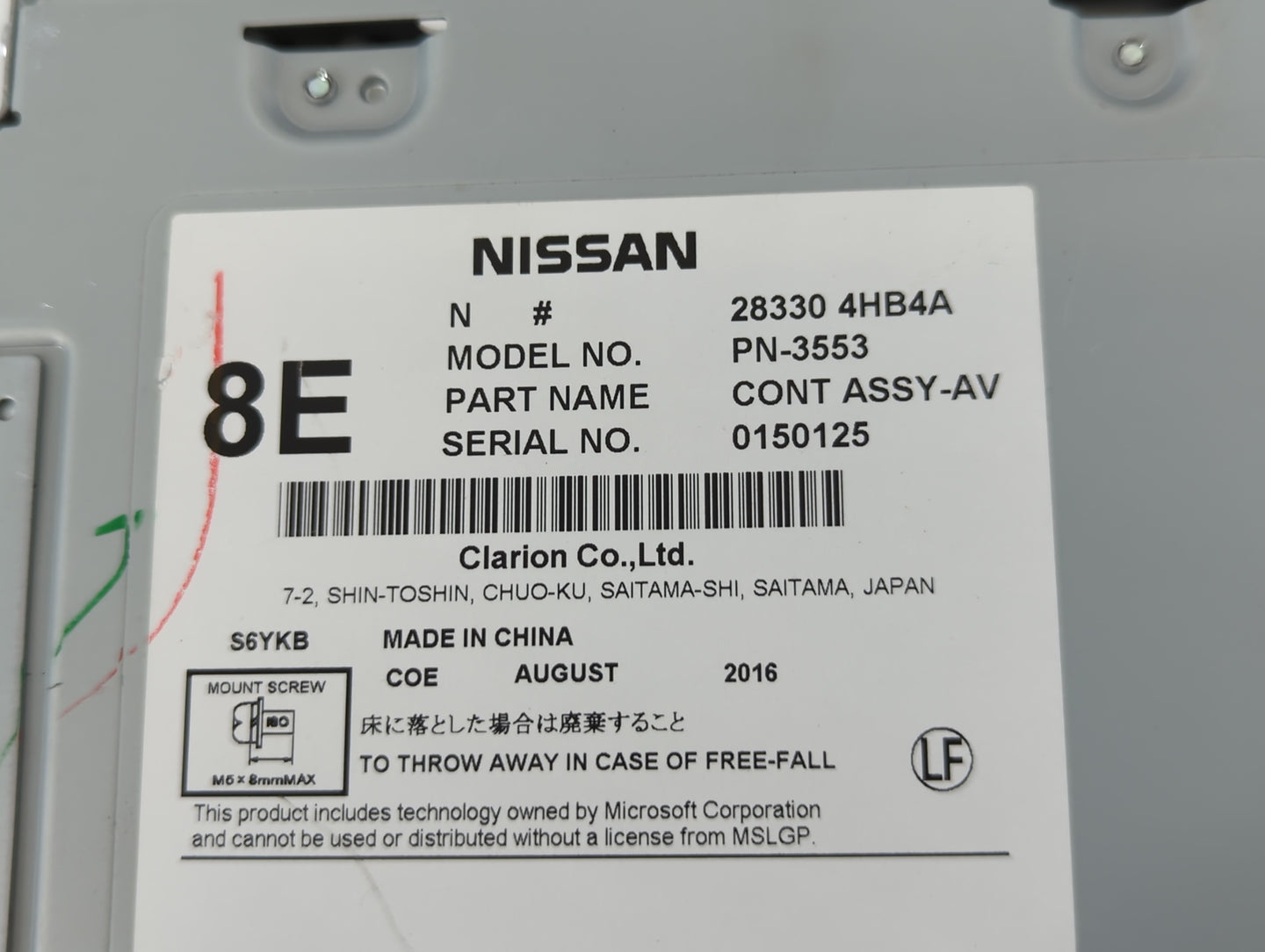 2016-2018 Infiniti Q50 Radio AM FM Cd Player Receiver Replacement P/N:28330 4HB4A Fits Fits 2016 2017 2018 2019 2020 OEM Use