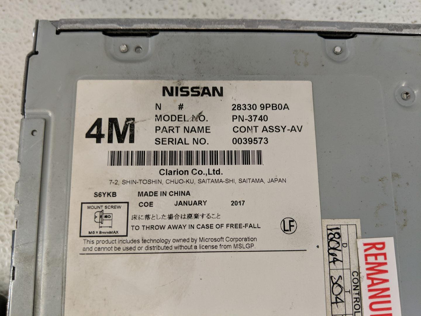 2017-2020 Infiniti Qx60 Radio AM FM Cd Player Receiver Replacement P/N:28330 9PB0A Fits Fits 2017 2018 2019 2020 OEM Used Au