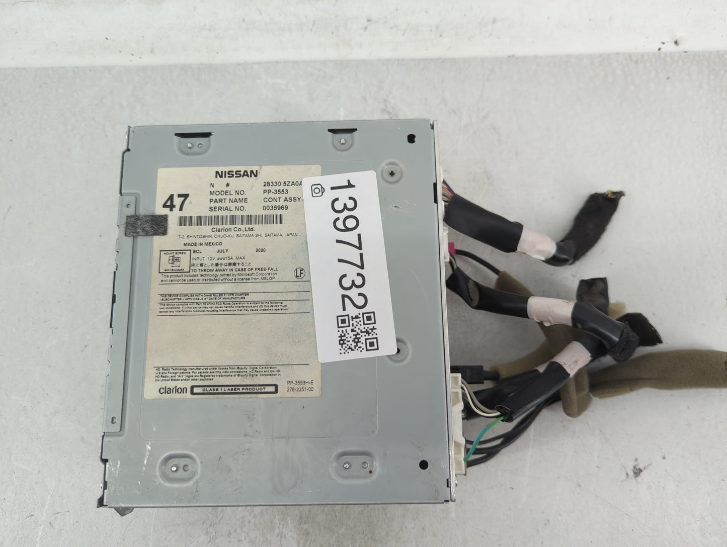 2017-2020 Infiniti Qx60 Radio AM FM Cd Player Receiver Replacement P/N:28330 5ZA0A Fits Fits 2017 2018 2019 2020 OEM Used Au