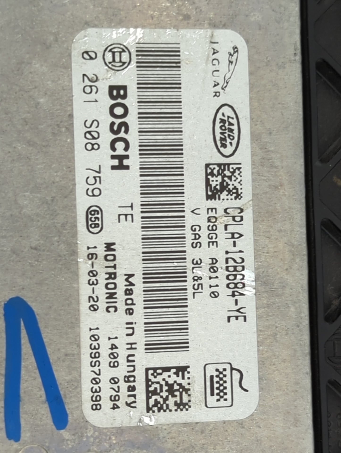 2017 Jaguar F-Pace PCM Engine Control Computer ECU ECM PCU OEM P/N:CPLA-12B684-YE 0261S08759 Fits OEM Used Auto Parts - Oemu