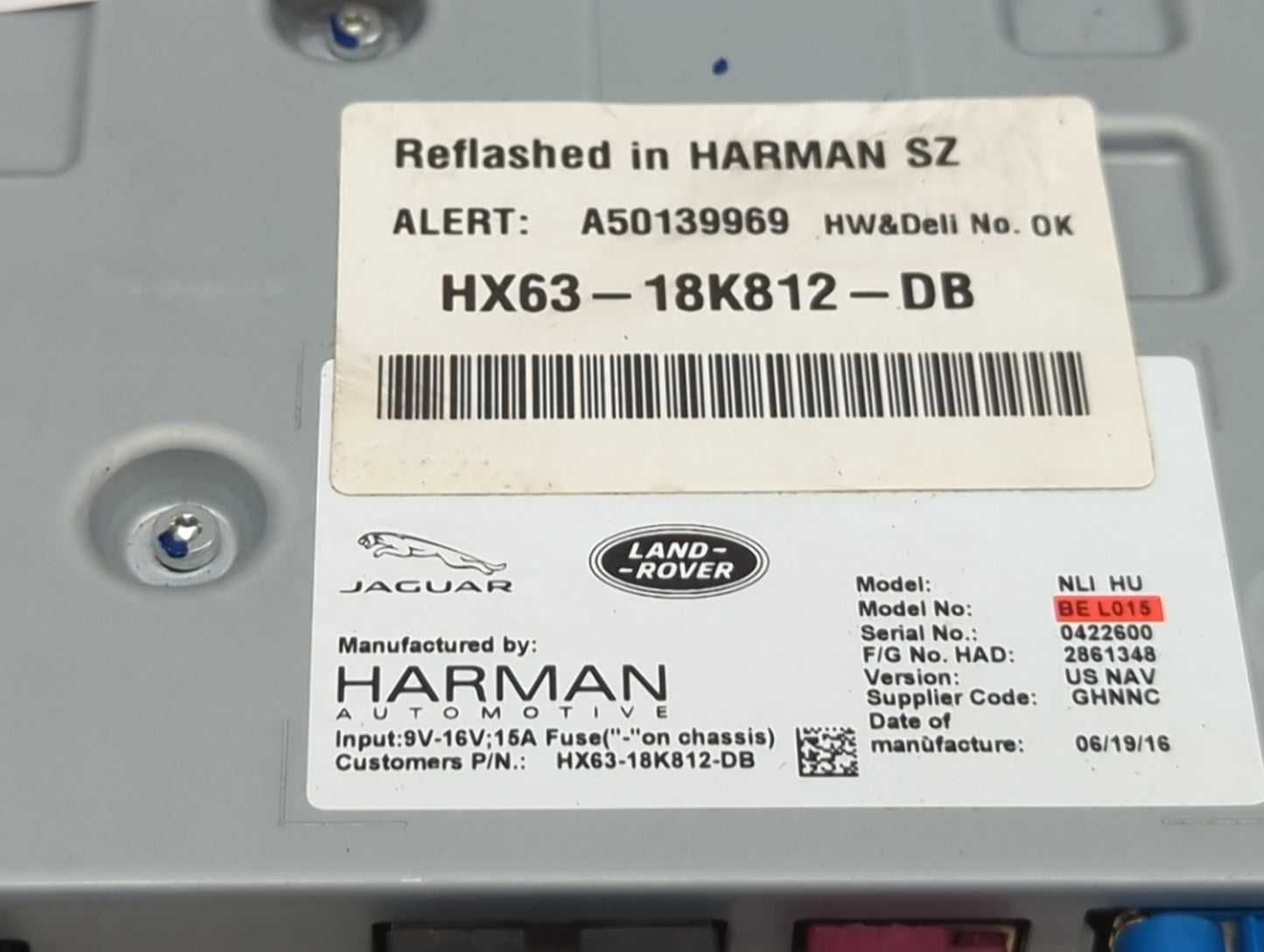 2017-2018 Jaguar Xe Radio AM FM Cd Player Receiver Replacement P/N:HX63-18K812-DB Fits Fits 2016 2017 2018 2019 OEM Used Aut