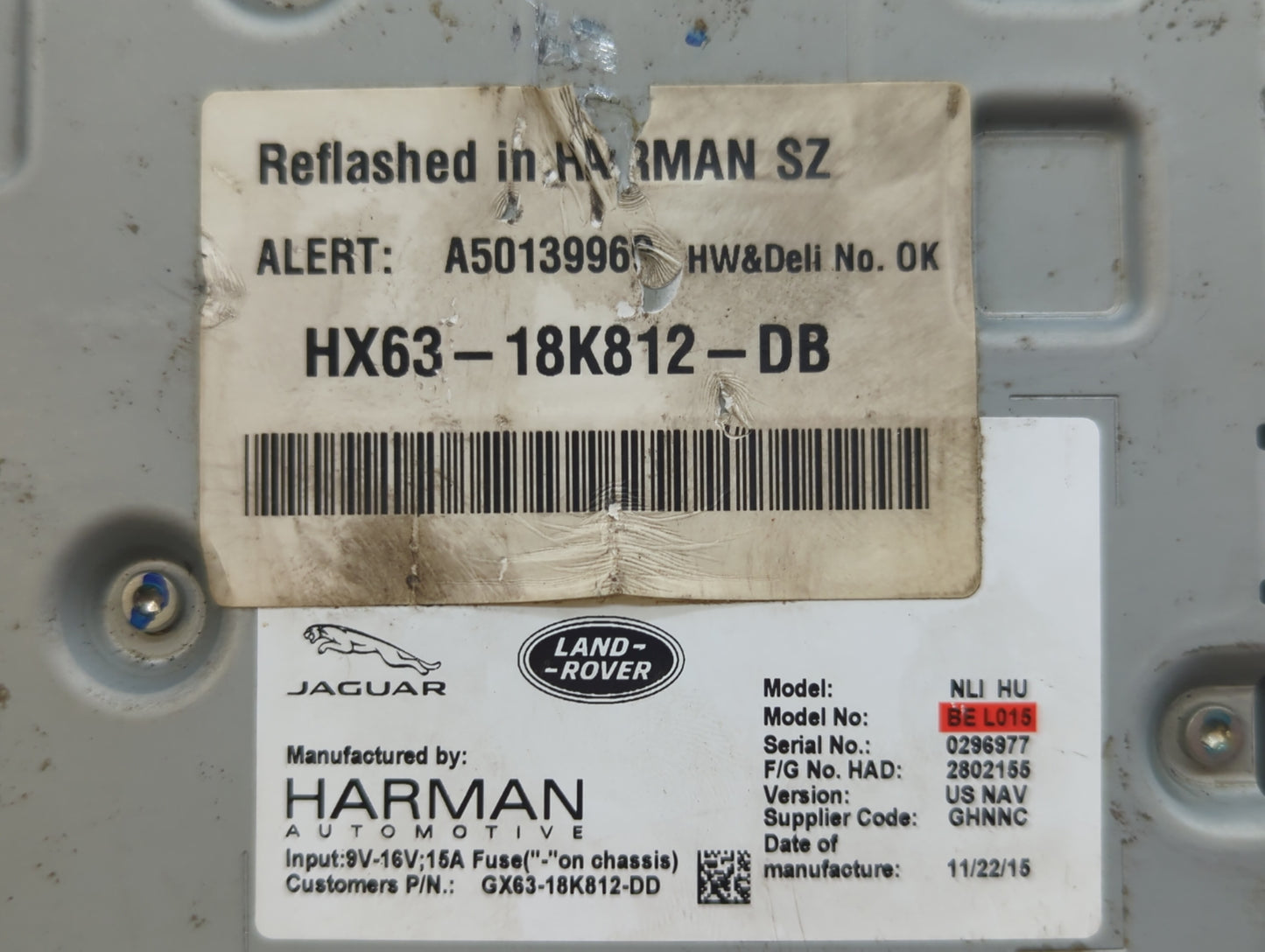 2016-2017 Jaguar Xf Radio AM FM Cd Player Receiver Replacement P/N:HX63-18K812-DB Fits Fits 2016 2017 2018 OEM Used Auto Par