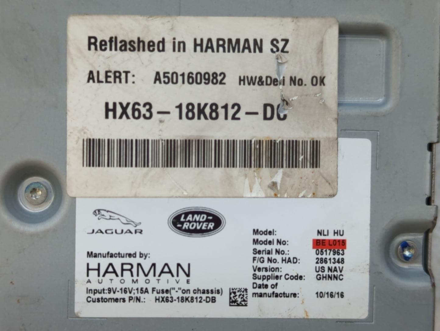 2016-2017 Jaguar Xf Radio AM FM Cd Player Receiver Replacement P/N:HX63-18K812-DC Fits Fits 2016 2017 2018 OEM Used Auto Par
