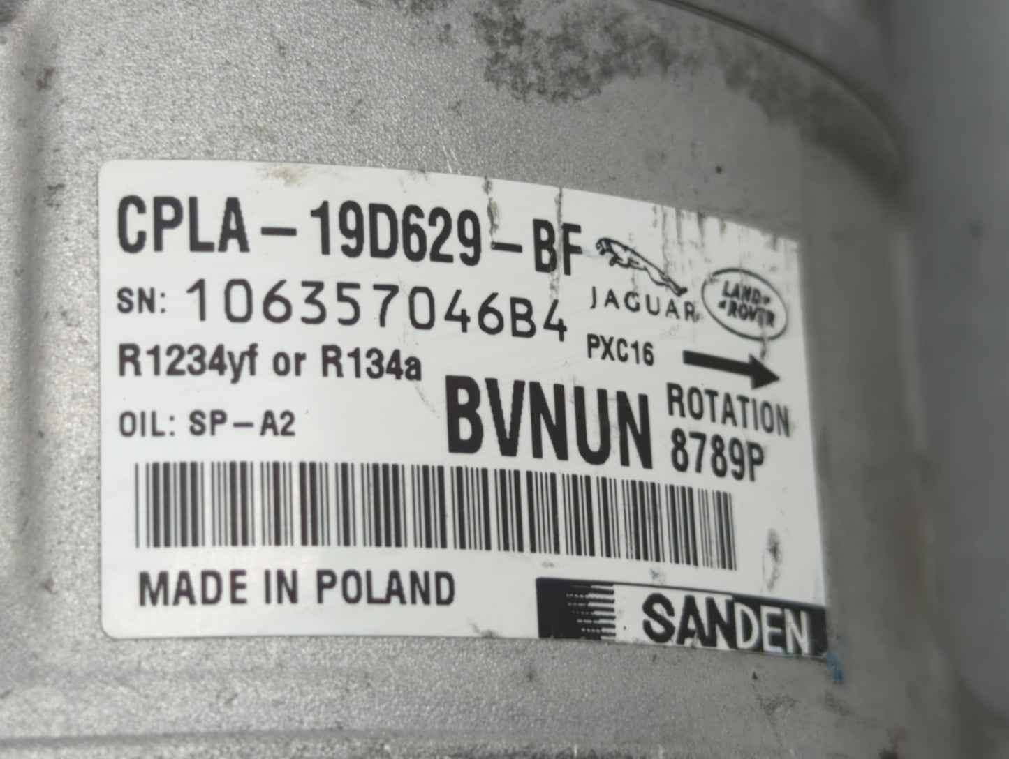 2017 Jaguar Xf Air Conditioning A/c Ac Compressor Oem - Oemusedautoparts1.com