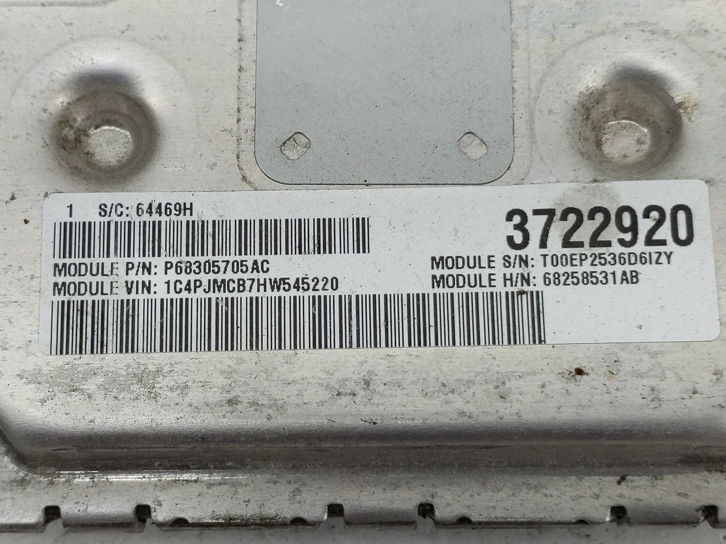2016-2017 Jeep Cherokee PCM Engine Control Computer ECU ECM PCU OEM P/N:P68305705AC P68258531AB Fits Fits 2016 2017 OEM Used