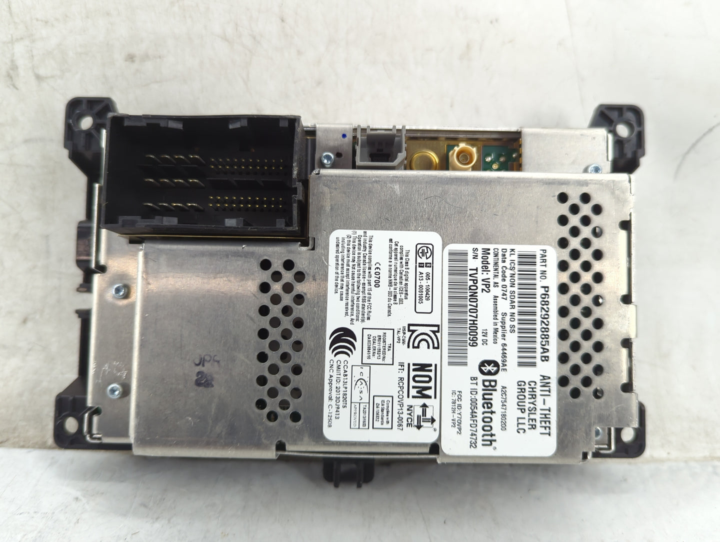 2017 Jeep Cherokee Radio AM FM Cd Player Receiver Replacement P/N:P68292885AB Y7OVP2, 7812H-VP2 Fits OEM Used Auto Parts - O
