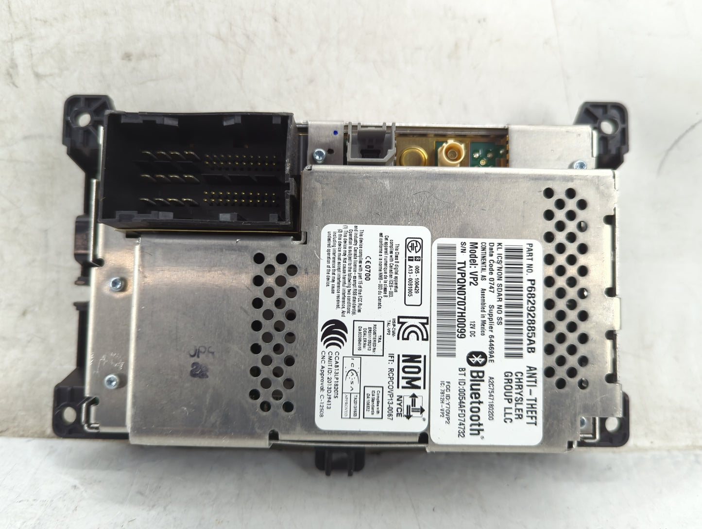 2017 Jeep Cherokee Radio AM FM Cd Player Receiver Replacement P/N:P68292885AB Y7OVP2, 7812H-VP2 Fits OEM Used Auto Parts - O