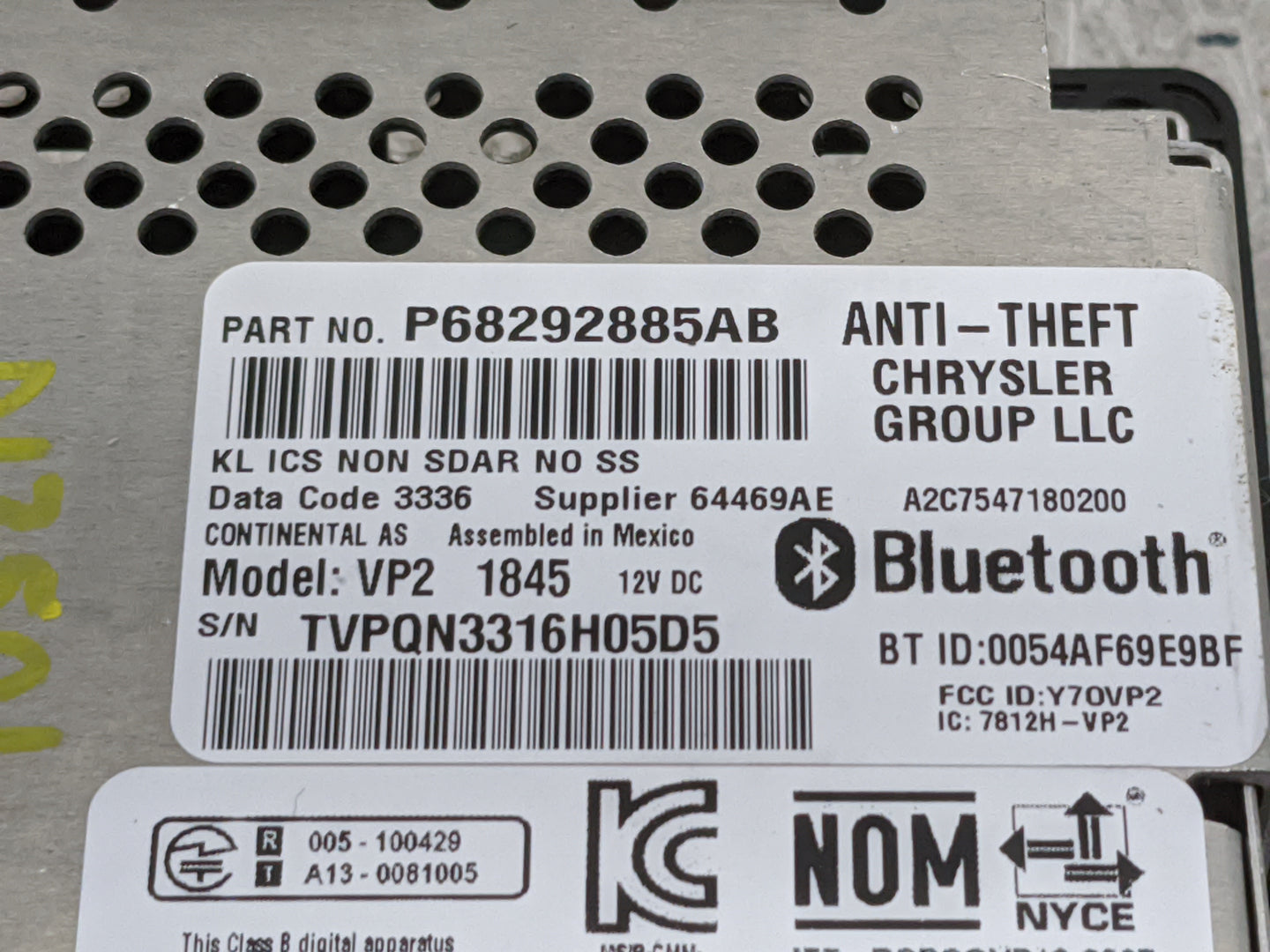 2017 Jeep Cherokee Radio AM FM Cd Player Receiver Replacement P/N:P68292885AB TVPQN3316H05D5, A2C7547180200, Y7OVP2 Fits OEM