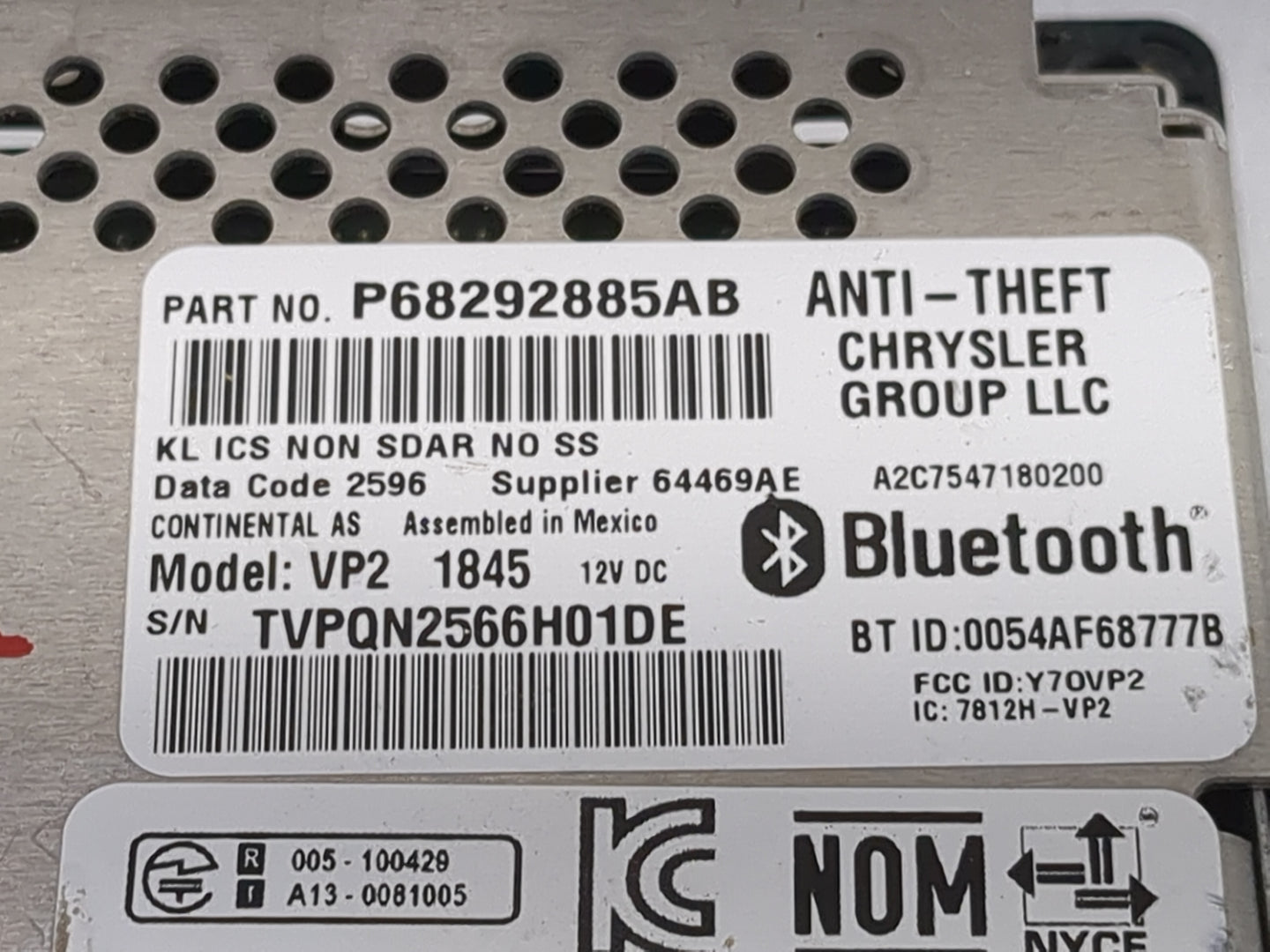2017 Jeep Cherokee Radio AM FM Cd Player Receiver Replacement P/N:P68292885AB A2C7547180200, TVPQN2566H01DE, Y7OVP2 Fits OEM