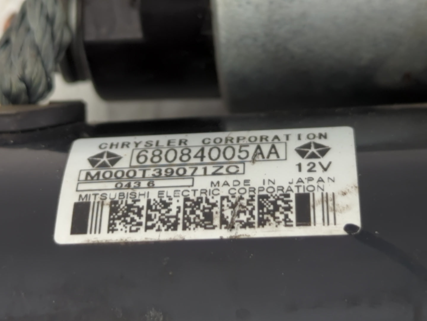 2014-2018 Jeep Cherokee Car Starter Motor Solenoid OEM P/N:M000T39071ZC 68084005AA Fits OEM Used Auto Parts - Oemusedautopar
