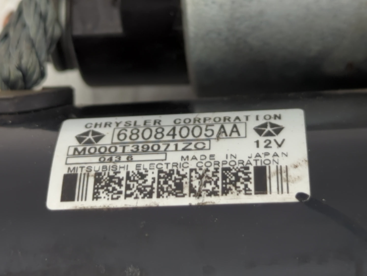 2014-2018 Jeep Cherokee Car Starter Motor Solenoid OEM P/N:M000T39071ZC 68084005AA Fits OEM Used Auto Parts - Oemusedautopar