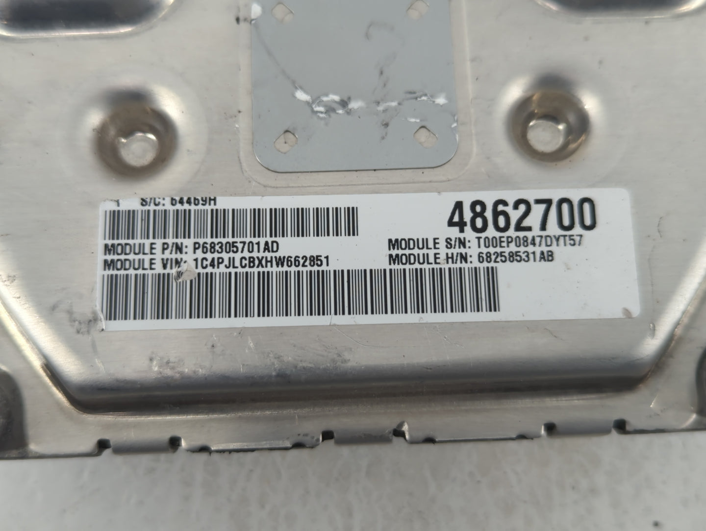 2016-2017 Jeep Cherokee PCM Engine Control Computer ECU ECM PCU OEM P/N:P68258531AB 4862700 Fits Fits 2016 2017 OEM Used Aut