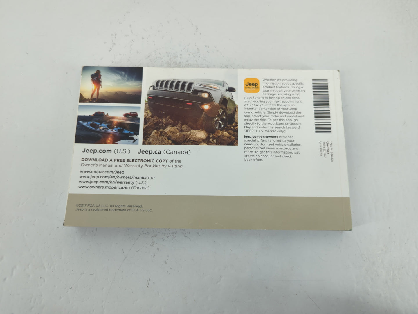2017 Jeep Cherokee Owners Manual Book Guide P/N:17KL74-926-AA OEM Used Auto Parts - Oemusedautoparts1.com