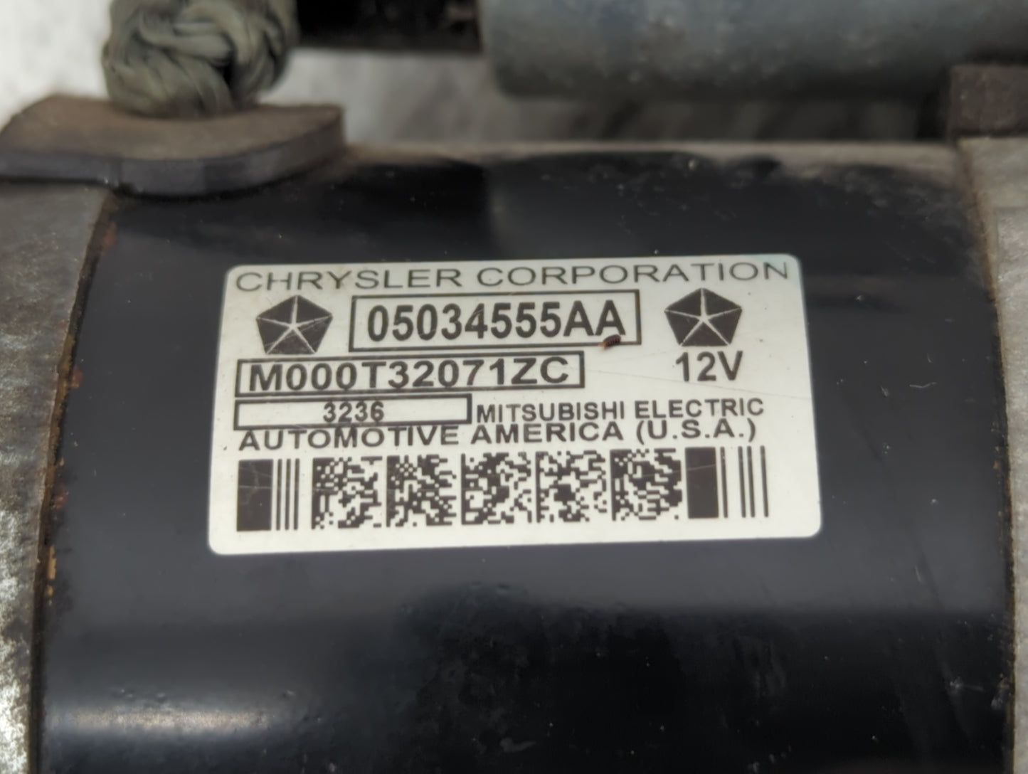 2017 Jeep Compass Car Starter Motor Solenoid OEM P/N:M000T32071ZC 05034555AA Fits OEM Used Auto Parts - Oemusedautoparts1.co
