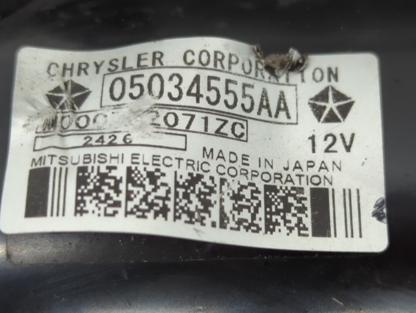 2017 Jeep Compass Car Starter Motor Solenoid OEM P/N:M000T32071ZC 05034555AA Fits OEM Used Auto Parts - Oemusedautoparts1.co