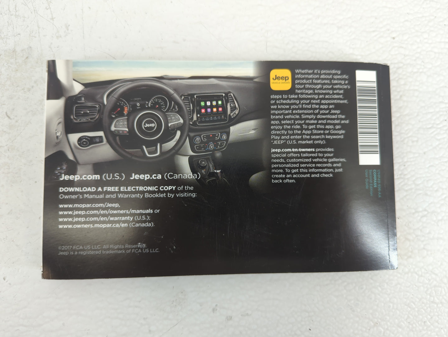 2017 Jeep Compass Owners Manual Book Guide P/N:17MP49-926-AA OEM Used Auto Parts - Oemusedautoparts1.com