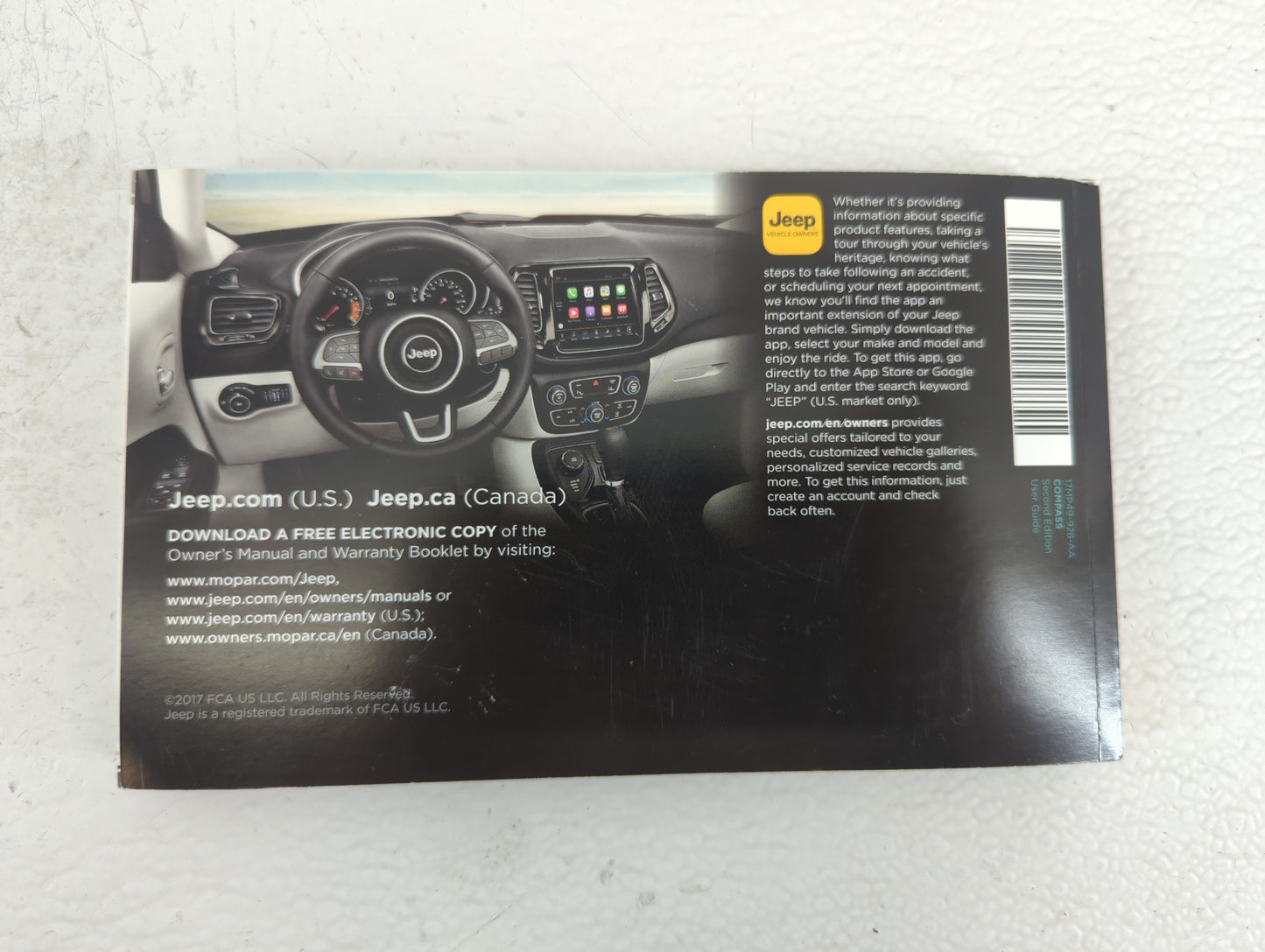 2017 Jeep Compass Owners Manual Book Guide P/N:17MP49-926-AA OEM Used Auto Parts - Oemusedautoparts1.com