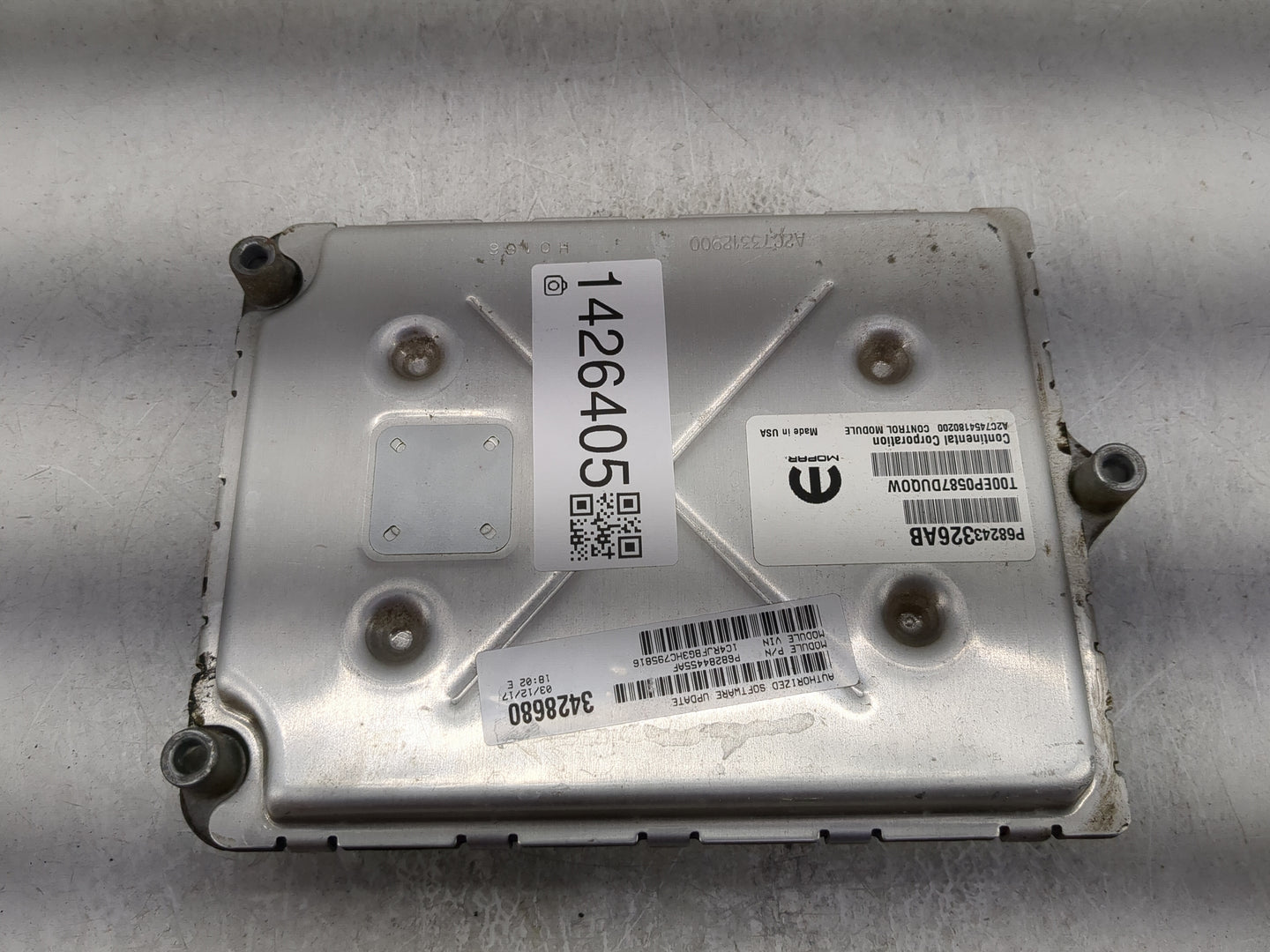 2016-2017 Jeep Grand Cherokee PCM Engine Control Computer ECU ECM PCU OEM P/N:P68243326AB Fits Fits 2016 2017 OEM Used Auto 