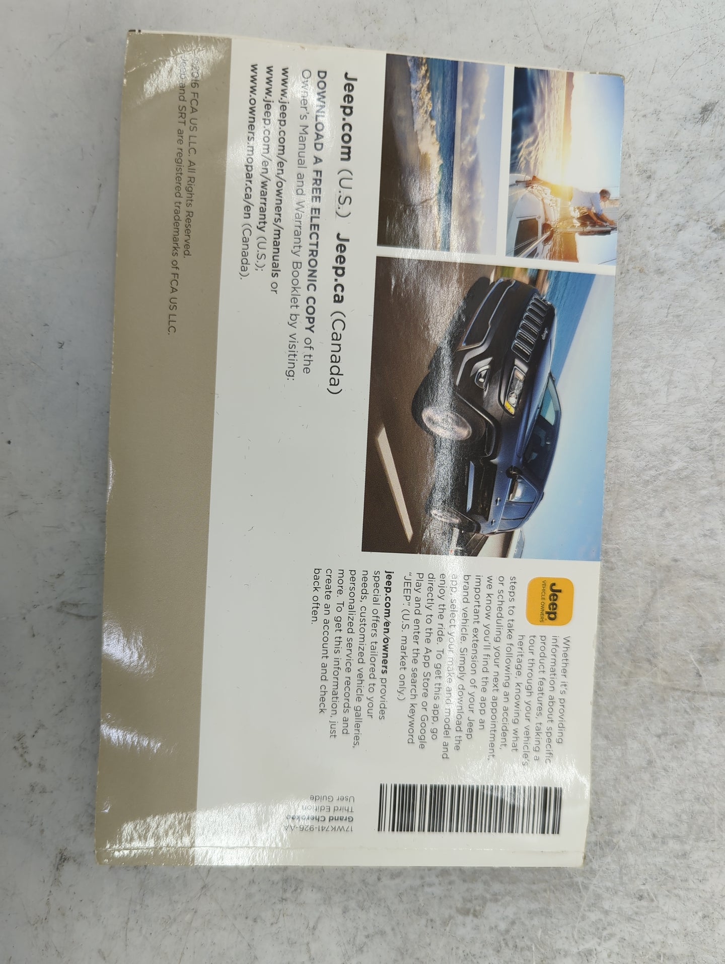 2017 Jeep Grand Cherokee Owners Manual Book Guide P/N:17WK741-926-AA OEM Used Auto Parts - Oemusedautoparts1.com