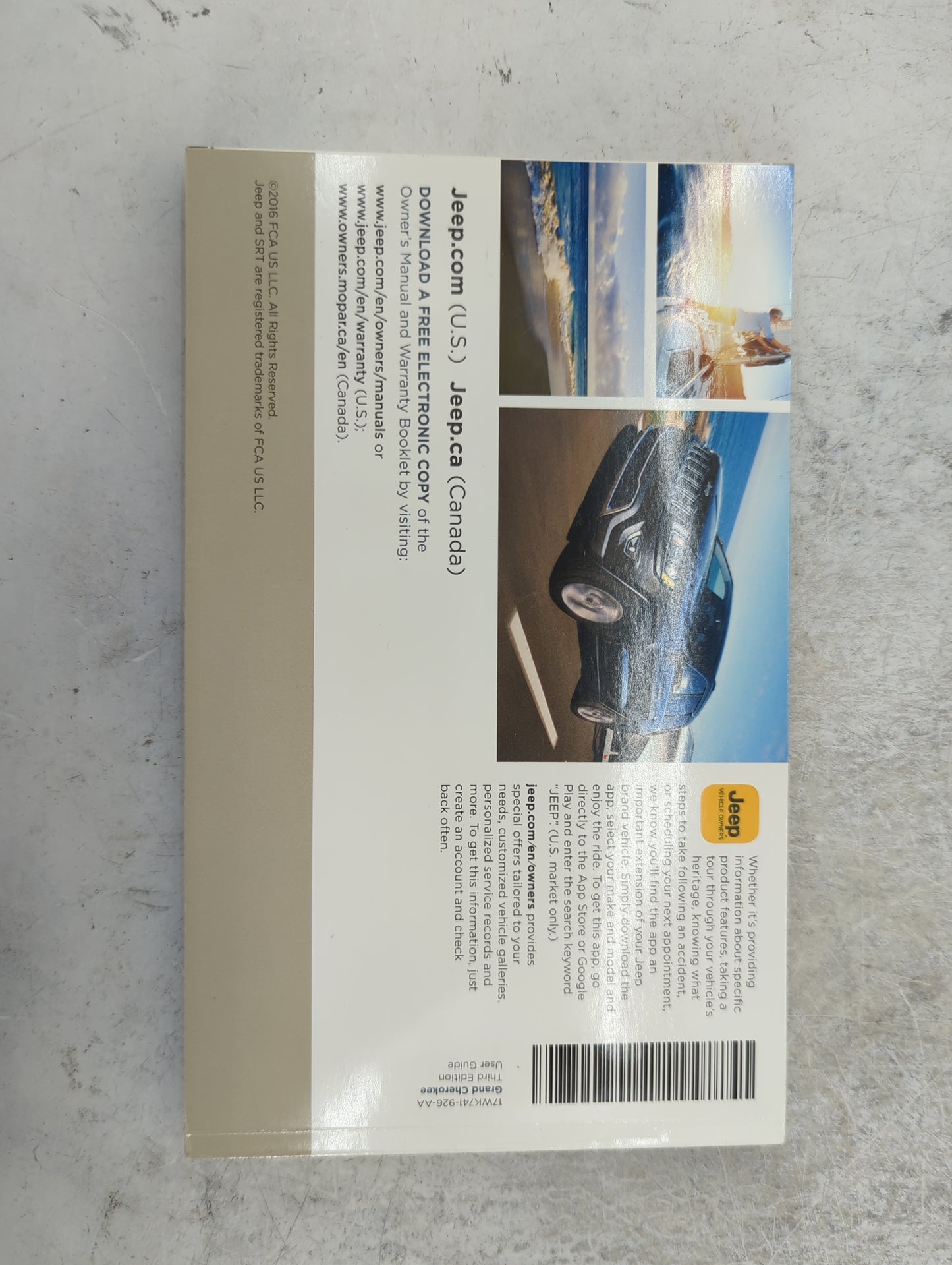 2017 Jeep Grand Cherokee Owners Manual Book Guide P/N:17WK741-926-AA OEM Used Auto Parts - Oemusedautoparts1.com